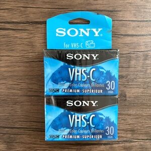 Pack Of 2 Sony 30 Min‎ VHS-C Premium Grade Blank Camcorder Videocassette Tapes
